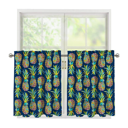 Colorful Pineapple Pattern Print Tier Curtains