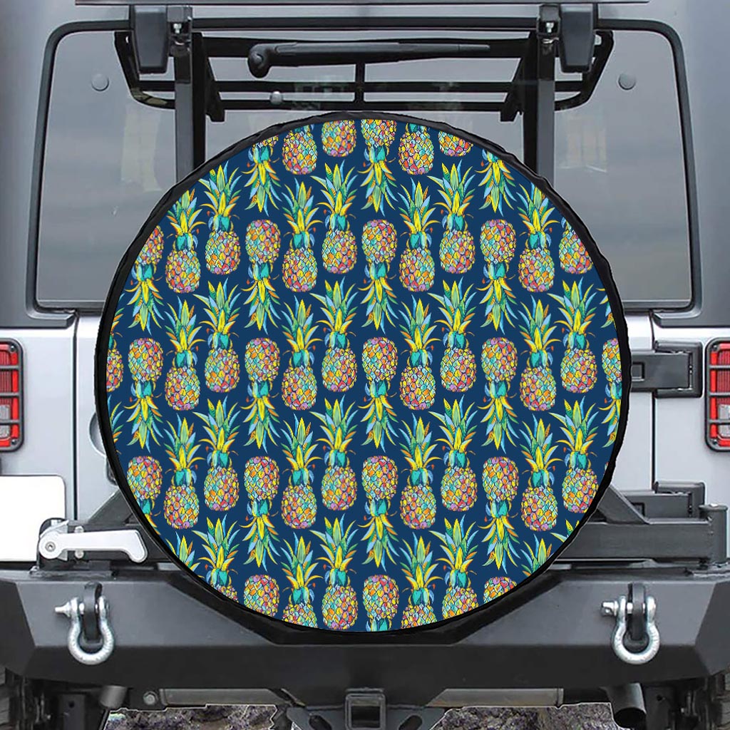 Colorful Pineapple Pattern Print Tire Cover