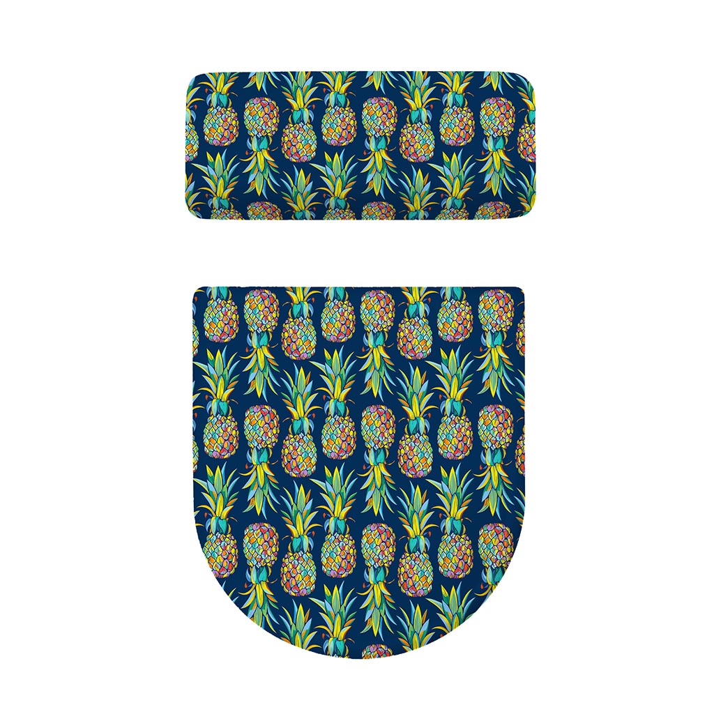 Colorful Pineapple Pattern Print Toilet Lid And Tank Cover Set