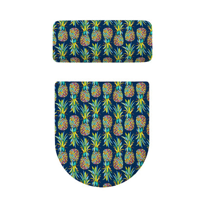 Colorful Pineapple Pattern Print Toilet Lid And Tank Cover Set