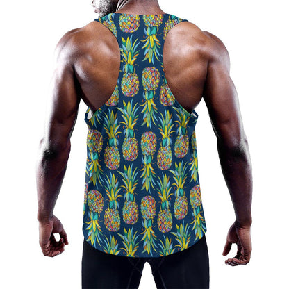 Colorful Pineapple Pattern Print Training Tank Top
