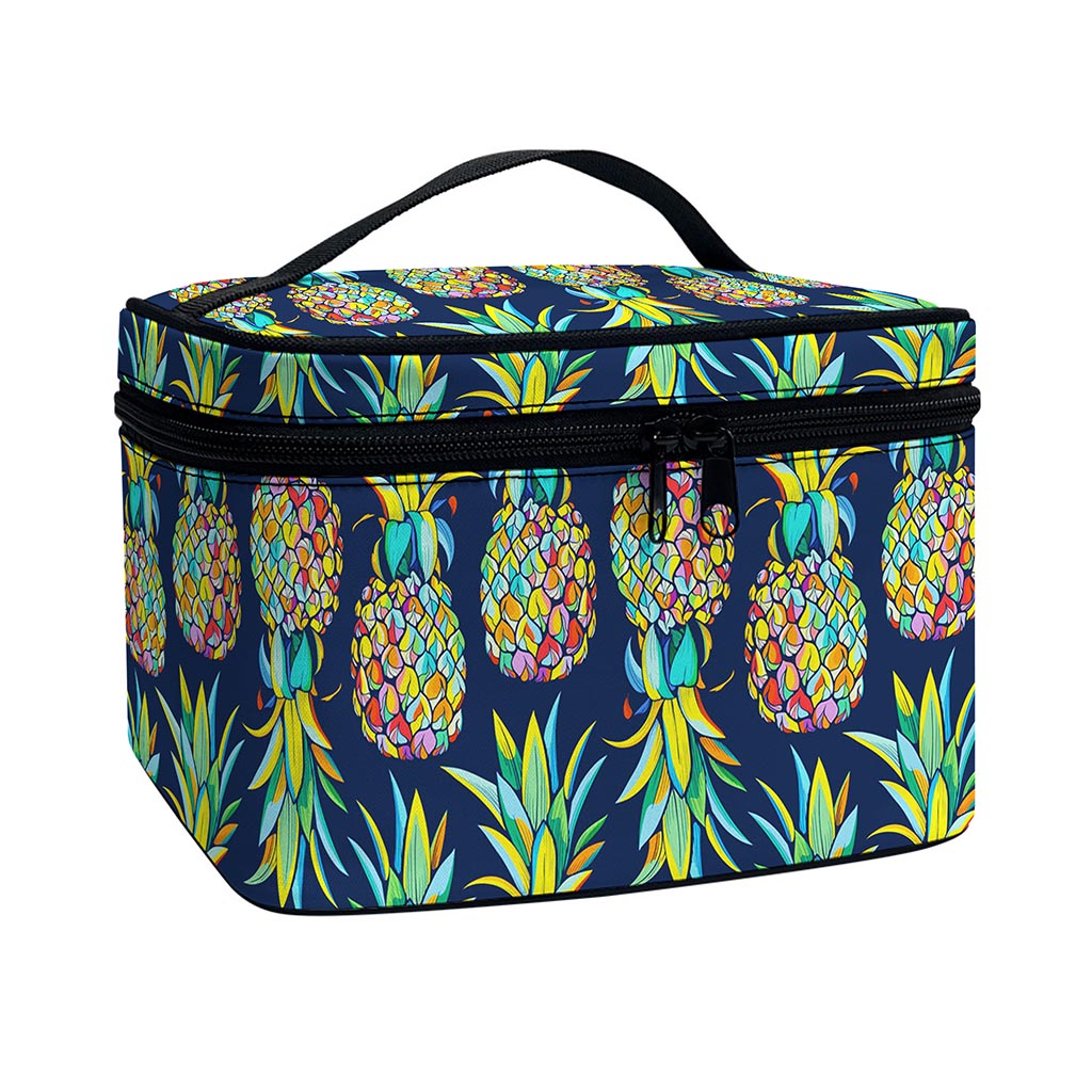 Colorful Pineapple Pattern Print Travel Makeup Bag