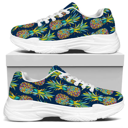 Colorful Pineapple Pattern Print White Chunky Shoes