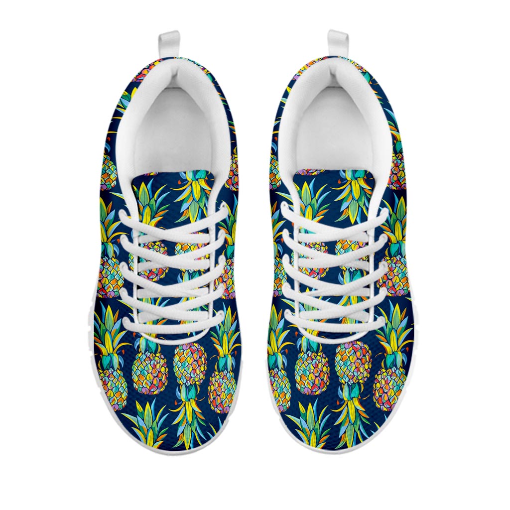 Colorful Pineapple Pattern Print White Running Shoes