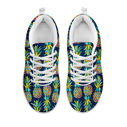 Colorful Pineapple Pattern Print White Running Shoes