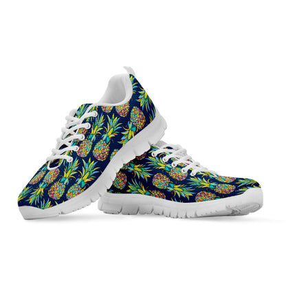 Colorful Pineapple Pattern Print White Running Shoes