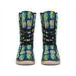 Colorful Pineapple Pattern Print Winter Boots