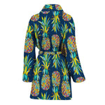 Colorful Pineapple Pattern Print Women's Bathrobe