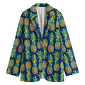 Colorful Pineapple Pattern Print Women's Cotton Blazer