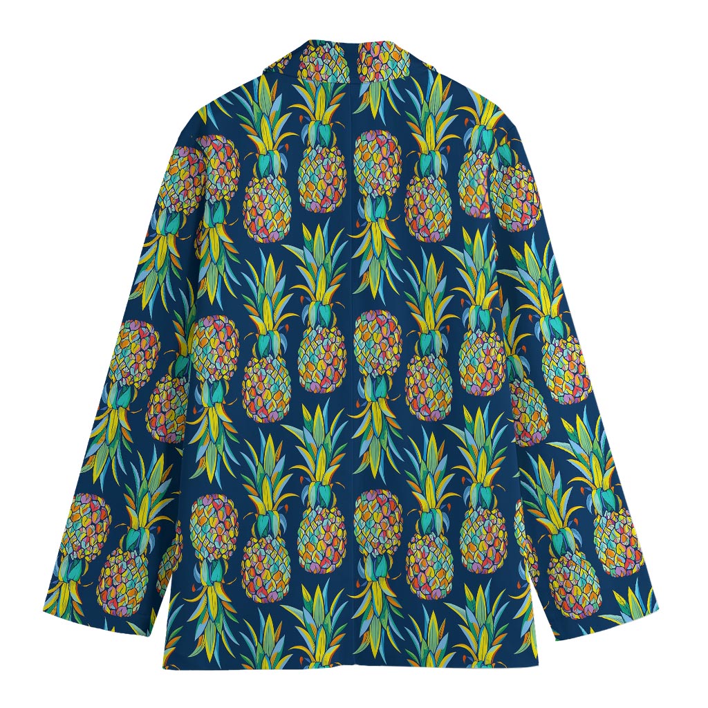 Colorful Pineapple Pattern Print Women's Cotton Blazer