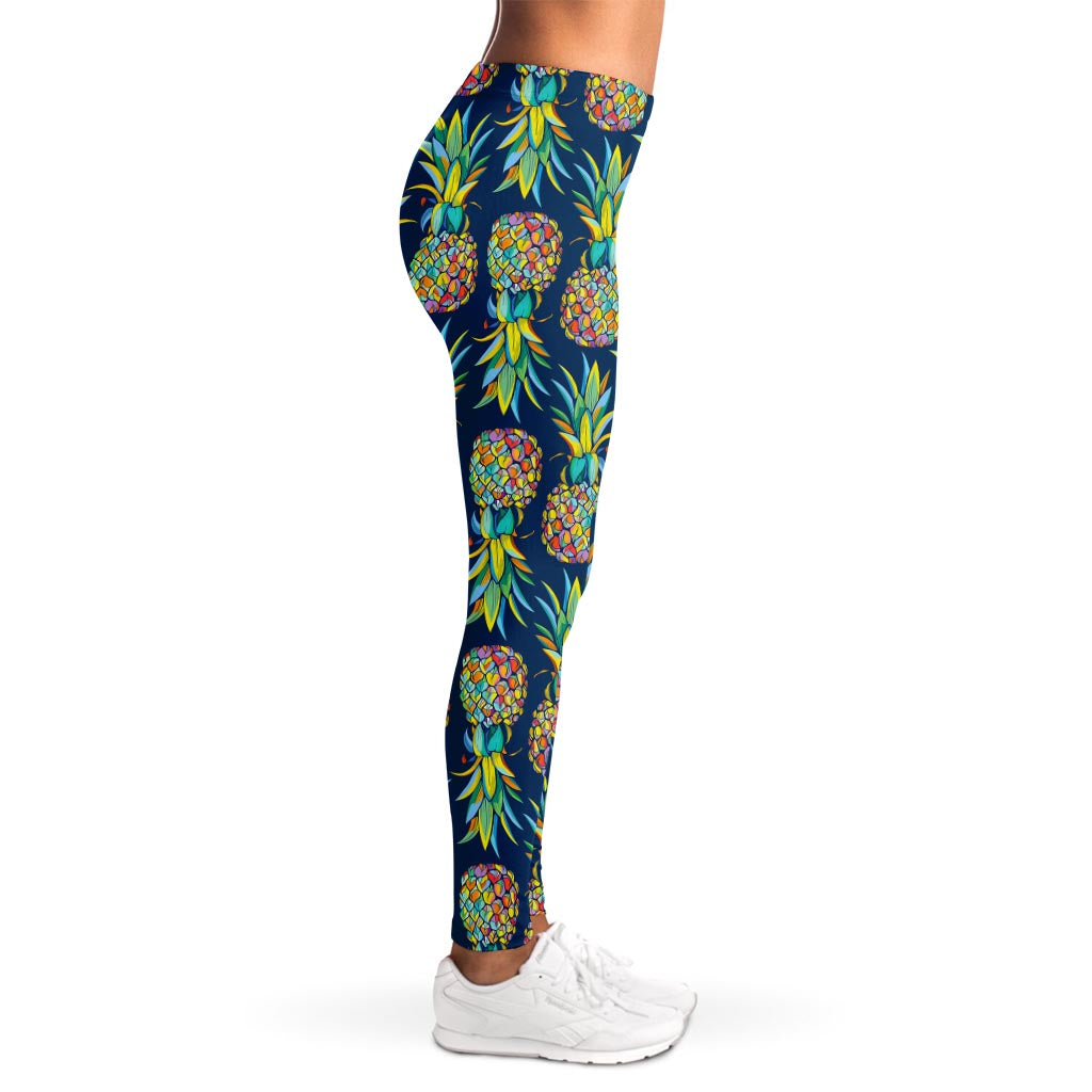 Colorful Pineapple Pattern Print Women's Leggings