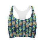 Colorful Pineapple Pattern Print Women's Sports Bra