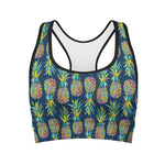 Colorful Pineapple Pattern Print Women's Sports Bra