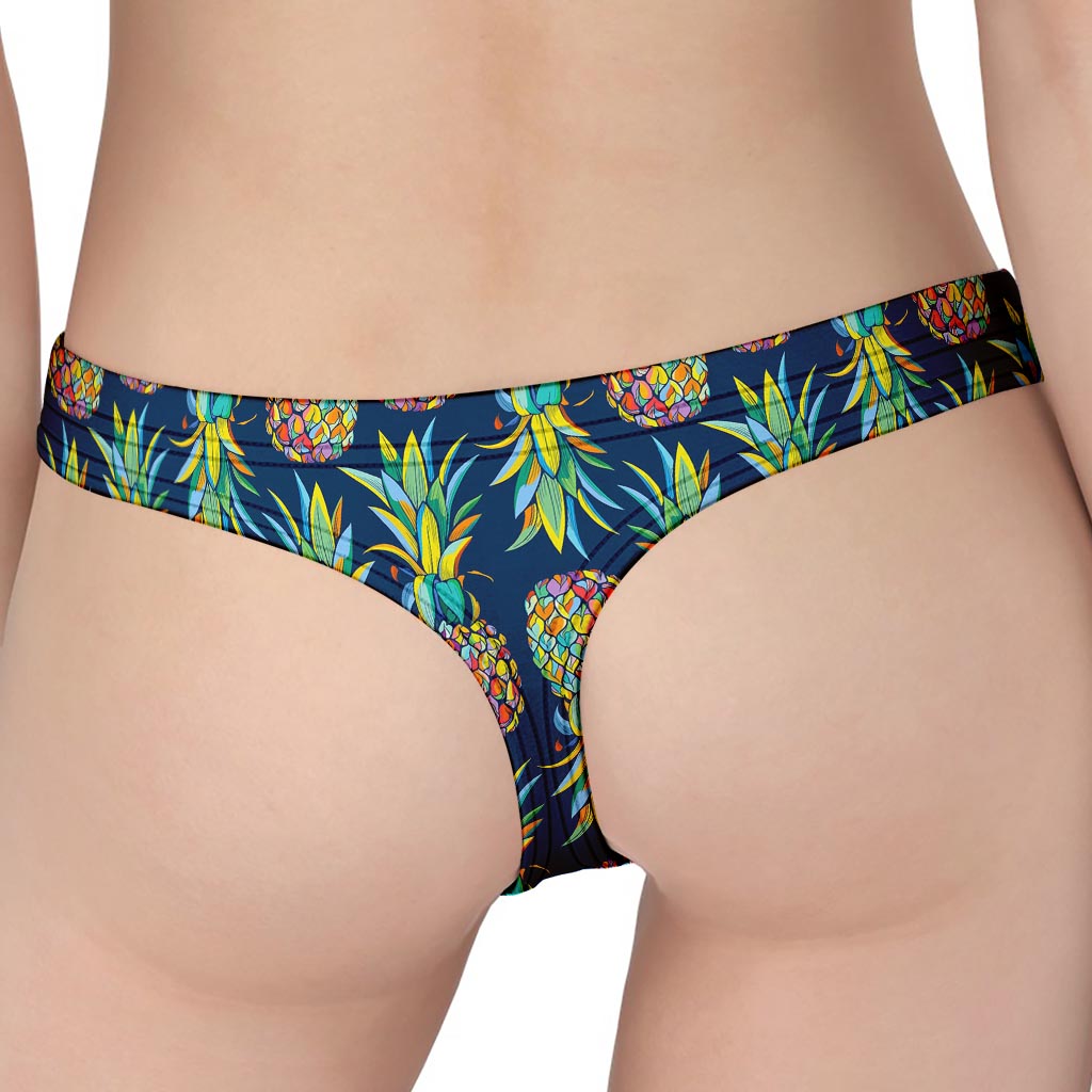 Colorful Pineapple Pattern Print Women's Thong