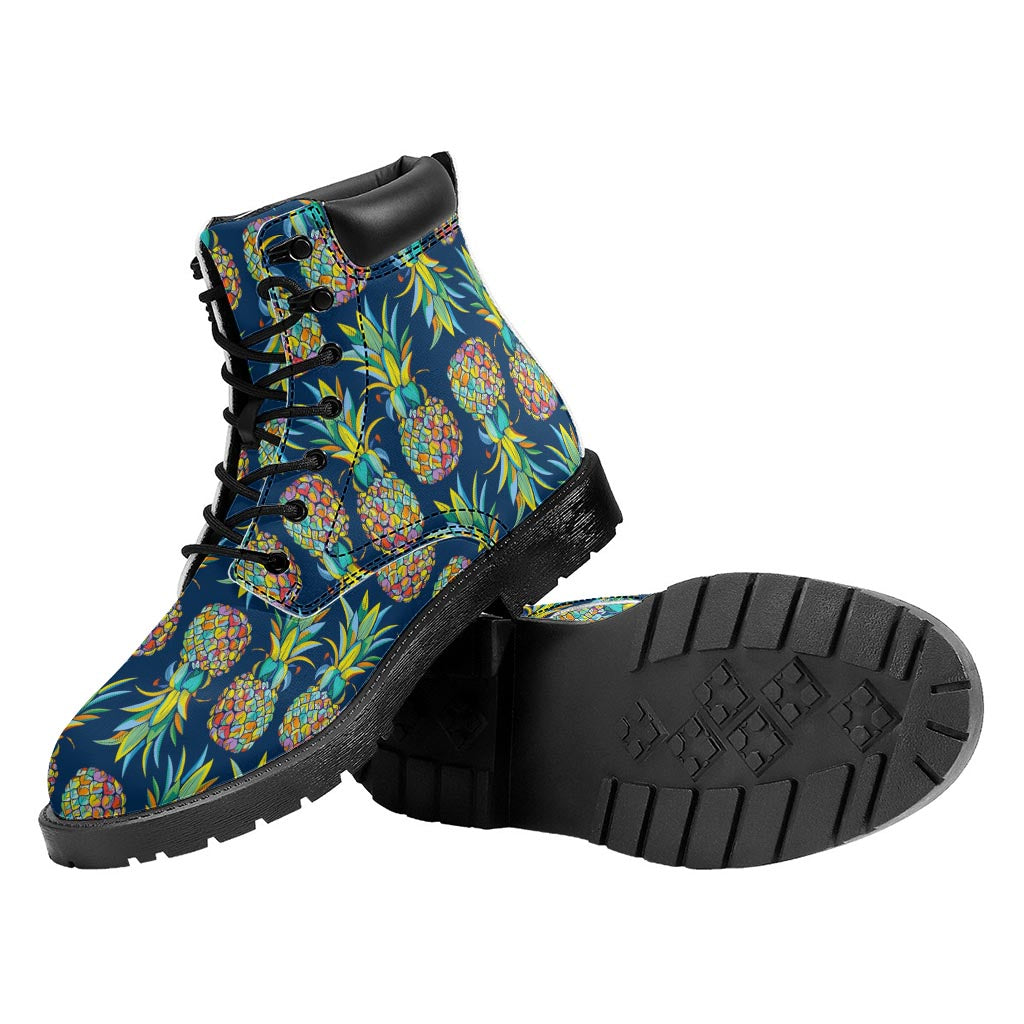 Colorful Pineapple Pattern Print Work Boots