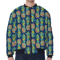 Colorful Pineapple Pattern Print Zip Sleeve Bomber Jacket