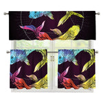 Colorful Pisces Sign Print 3 Piece Kitchen Curtains
