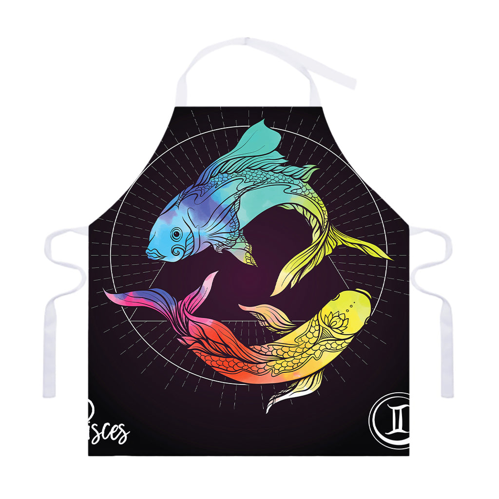 Colorful Pisces Sign Print Adjustable Apron