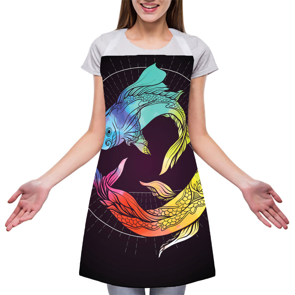 Colorful Pisces Sign Print Adjustable Apron