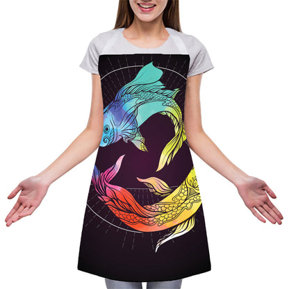 Colorful Pisces Sign Print Adjustable Apron