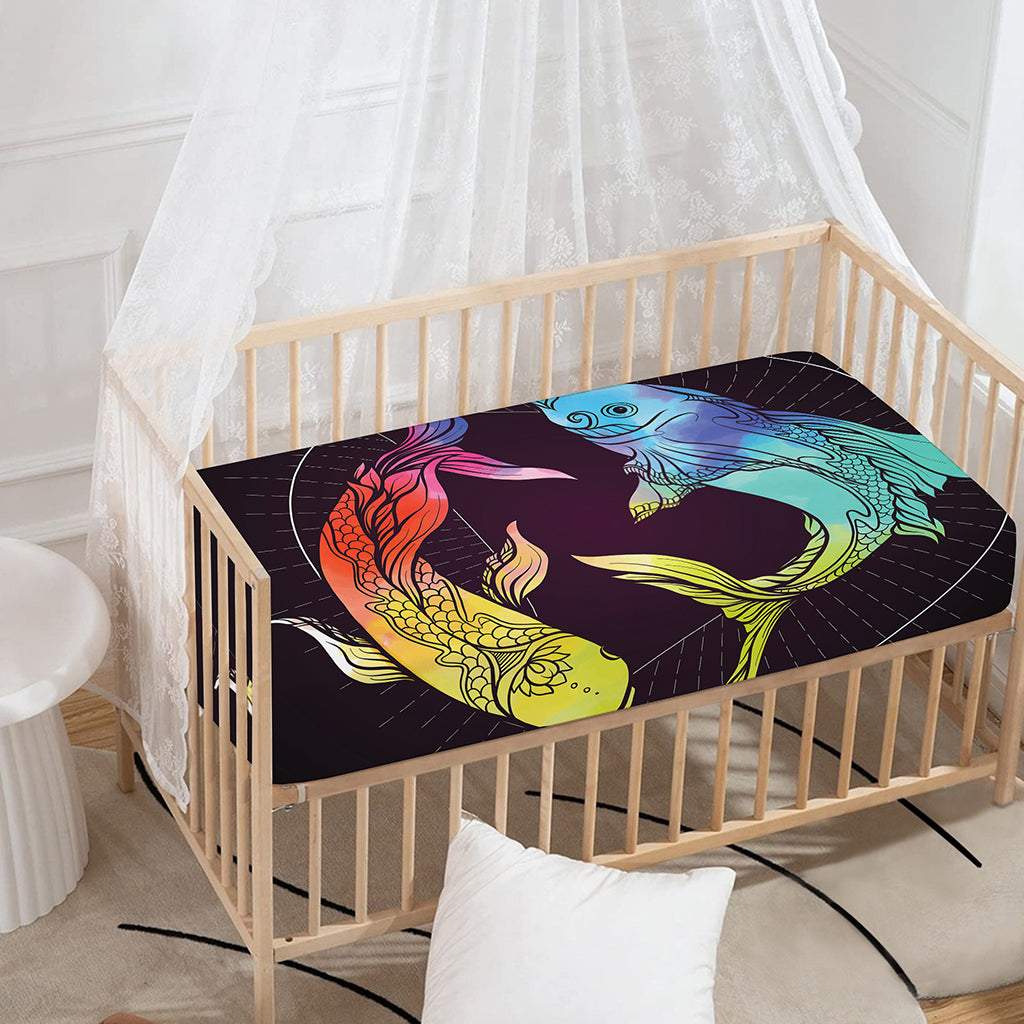 Colorful Pisces Sign Print Baby Crib Sheet