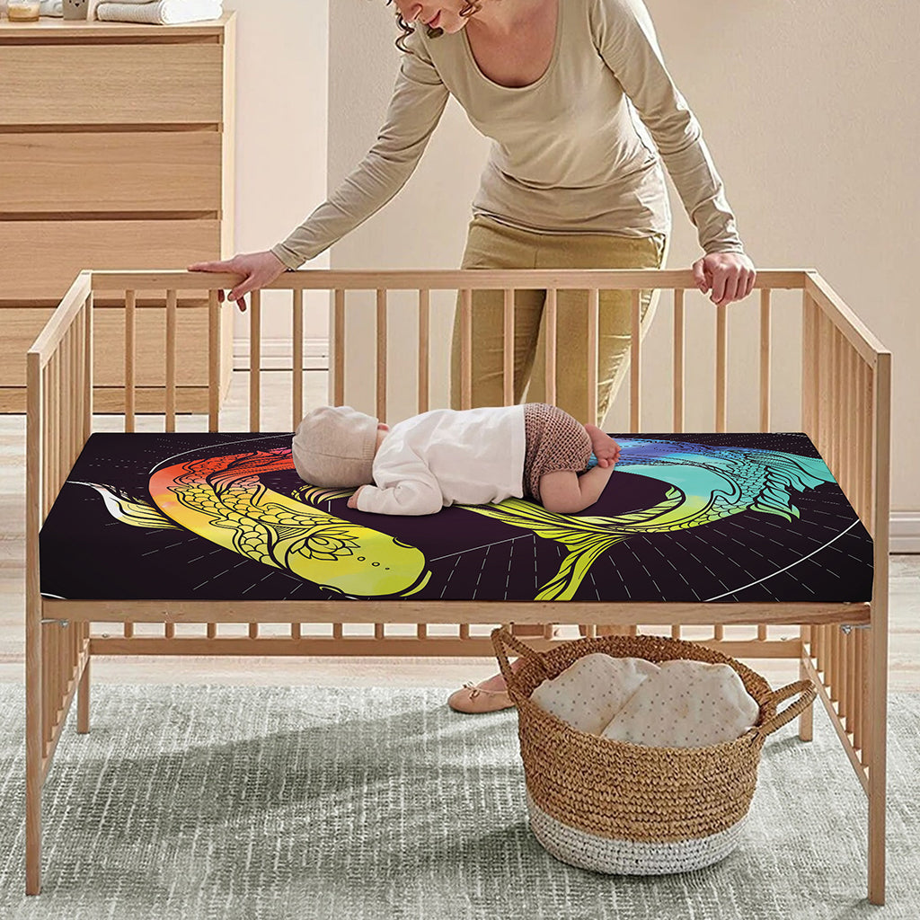 Colorful Pisces Sign Print Baby Crib Sheet