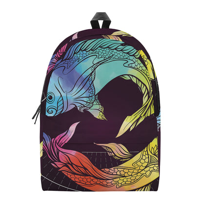 Colorful Pisces Sign Print Backpack