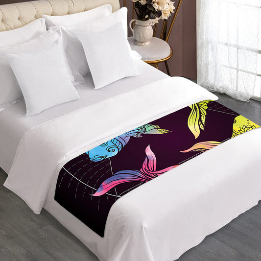 Colorful Pisces Sign Print Bed Runner