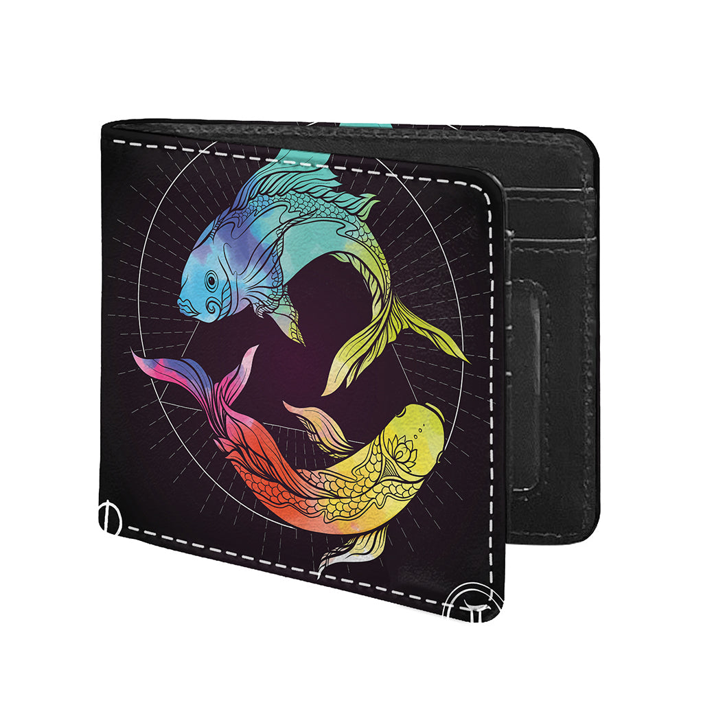 Colorful Pisces Sign Print Bifold Wallet