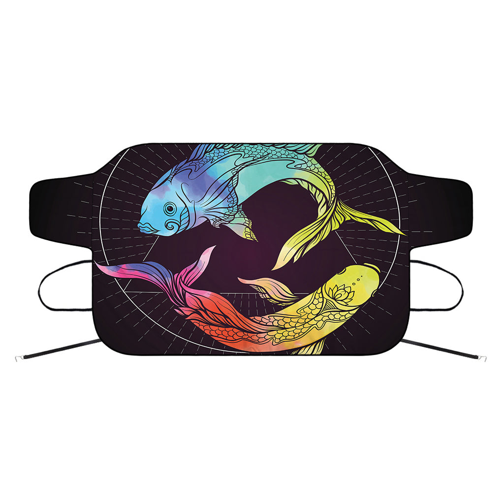 Colorful Pisces Sign Print Car Windshield Snow Cover