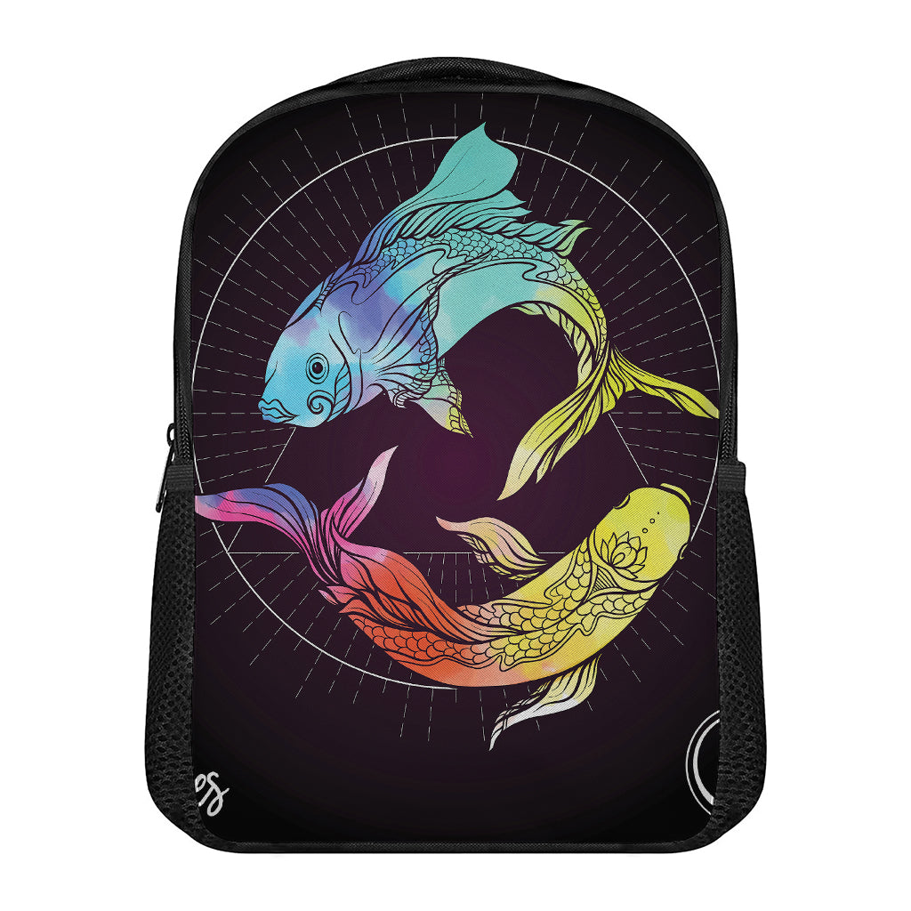 Colorful Pisces Sign Print Casual Backpack