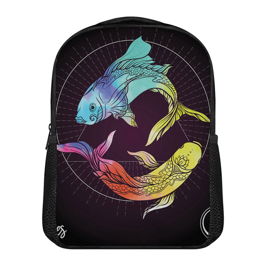 Colorful Pisces Sign Print Casual Backpack