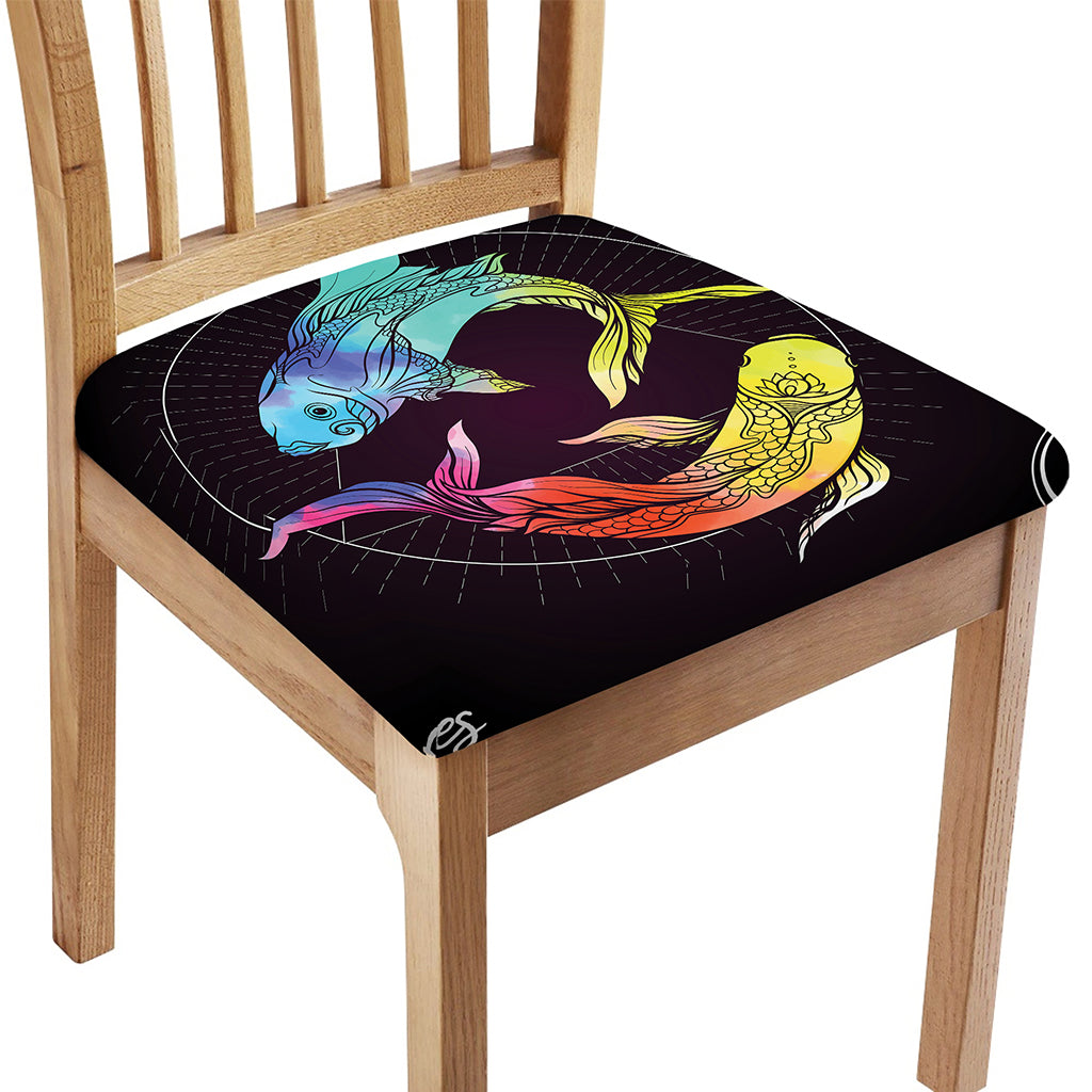 Colorful Pisces Sign Print Chair Cushion Cover