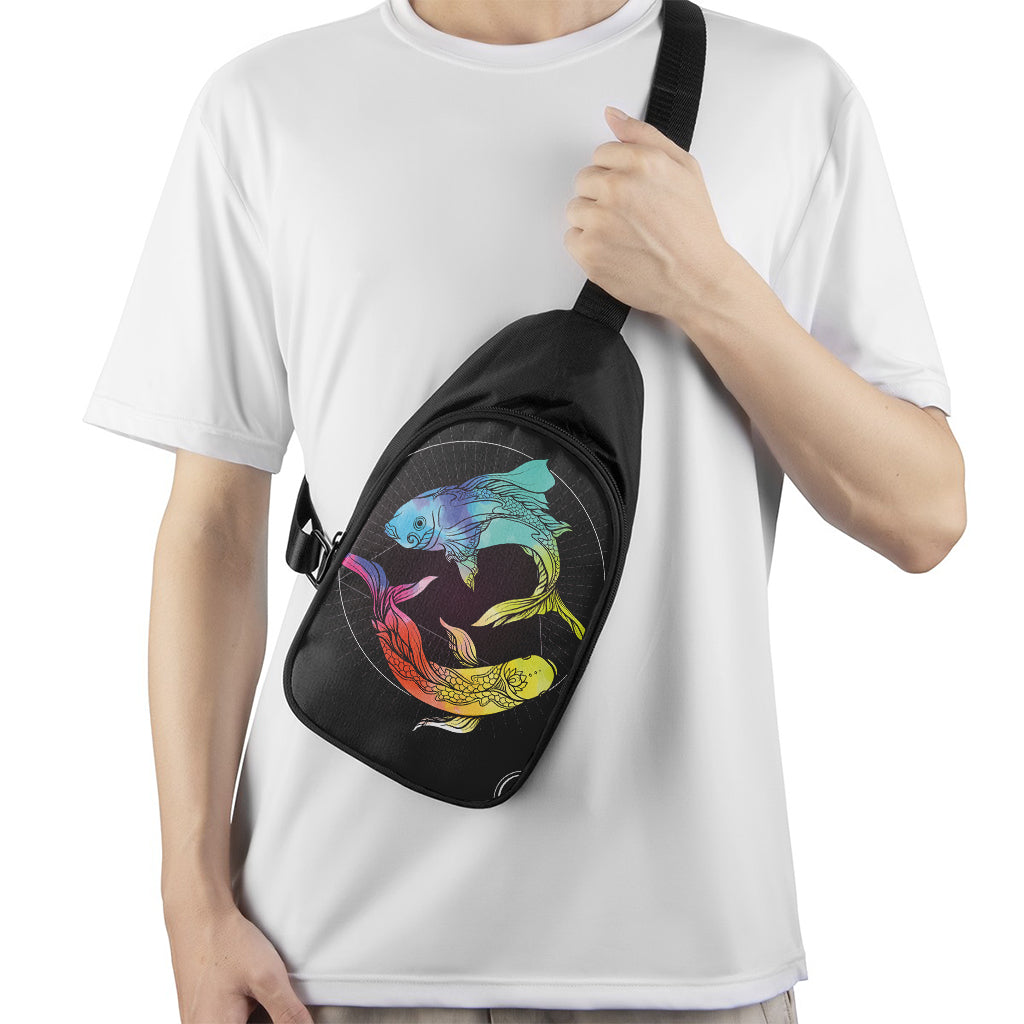 Colorful Pisces Sign Print Chest Bag