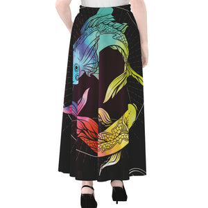 Colorful Pisces Sign Print Chiffon Maxi Skirt