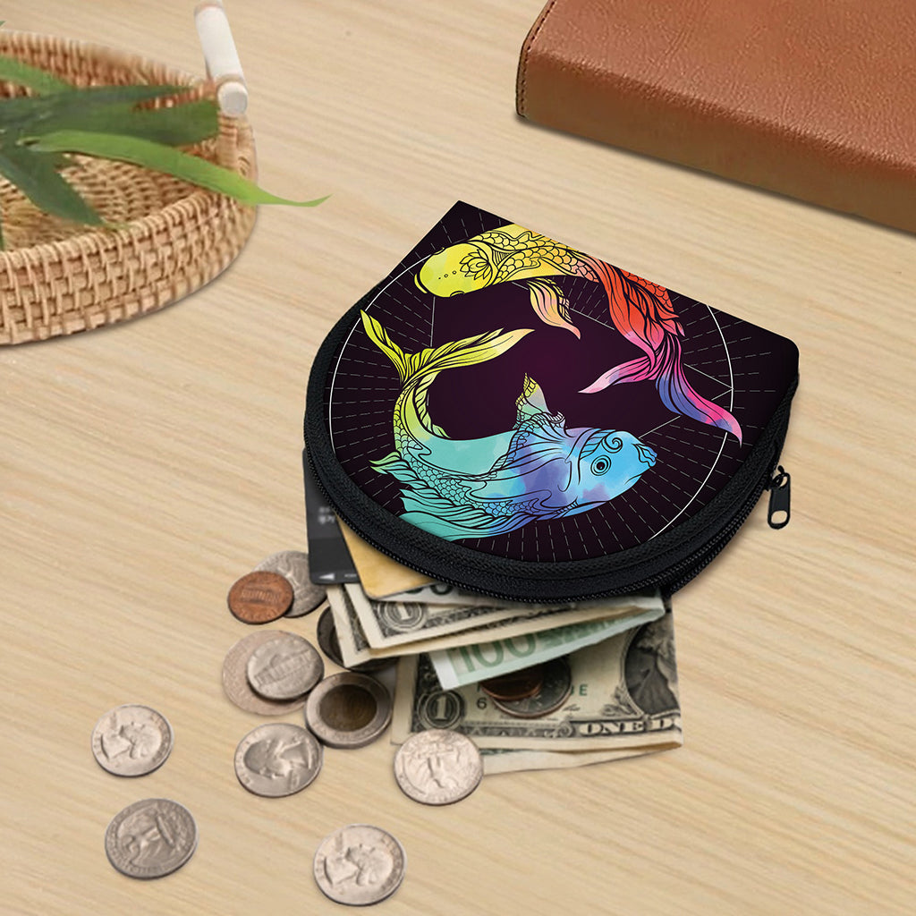 Colorful Pisces Sign Print Coin Purse