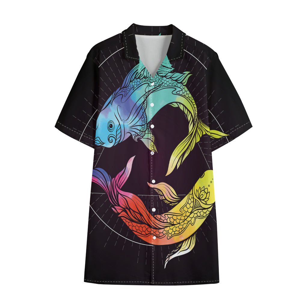 Colorful Pisces Sign Print Cotton Hawaiian Shirt