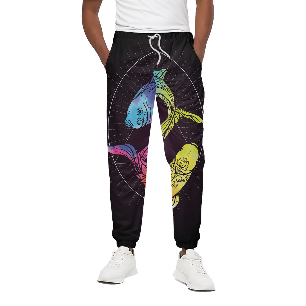 Colorful Pisces Sign Print Cotton Pants