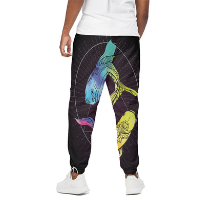 Colorful Pisces Sign Print Cotton Pants