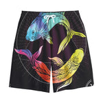 Colorful Pisces Sign Print Cotton Shorts