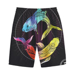 Colorful Pisces Sign Print Cotton Shorts