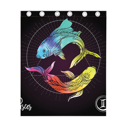 Colorful Pisces Sign Print Curtain