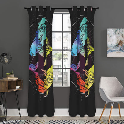 Colorful Pisces Sign Print Curtain