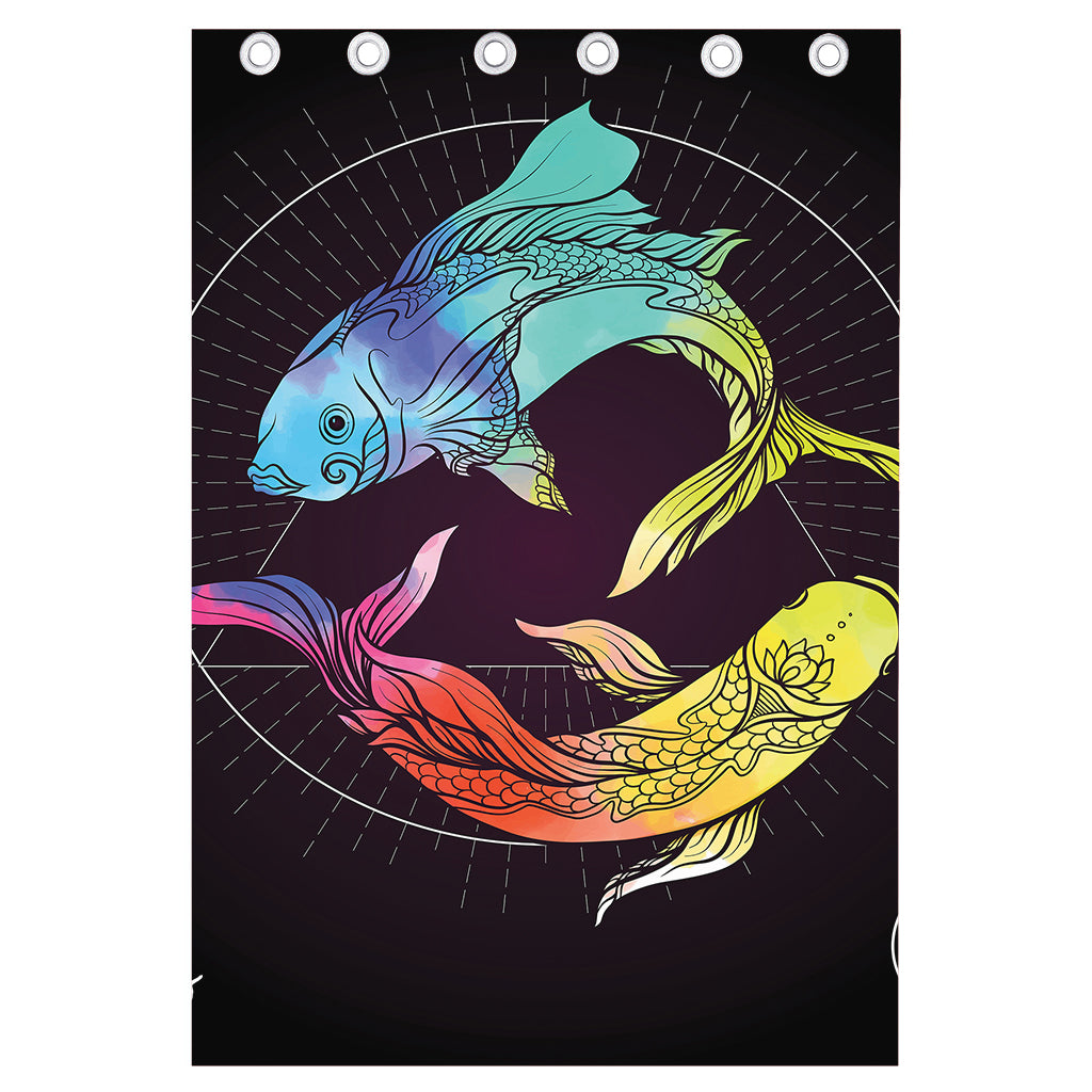 Colorful Pisces Sign Print Curtain