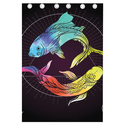 Colorful Pisces Sign Print Curtain