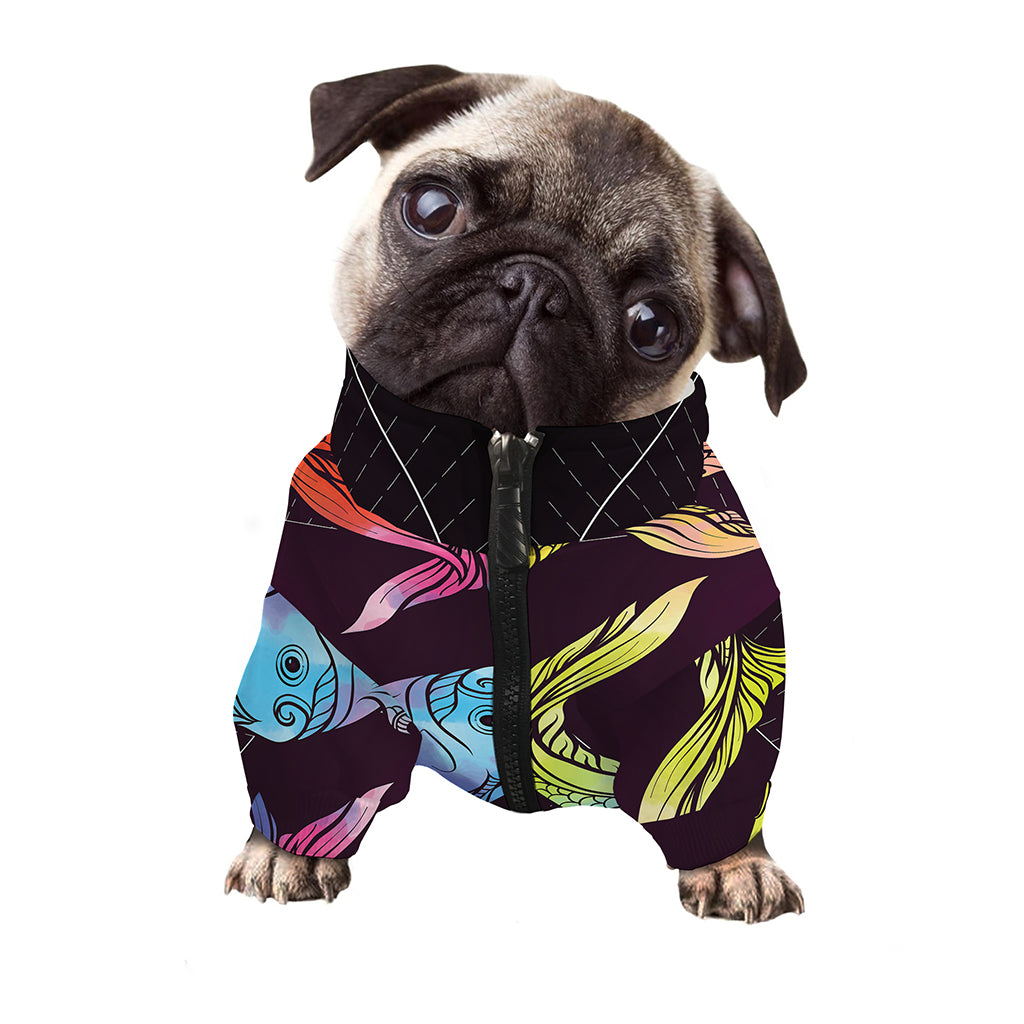 Colorful Pisces Sign Print Dog Zip Up Jacket