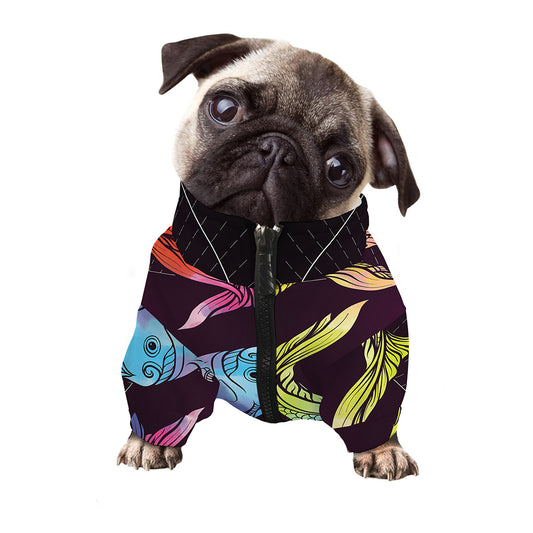 Colorful Pisces Sign Print Dog Zip Up Jacket