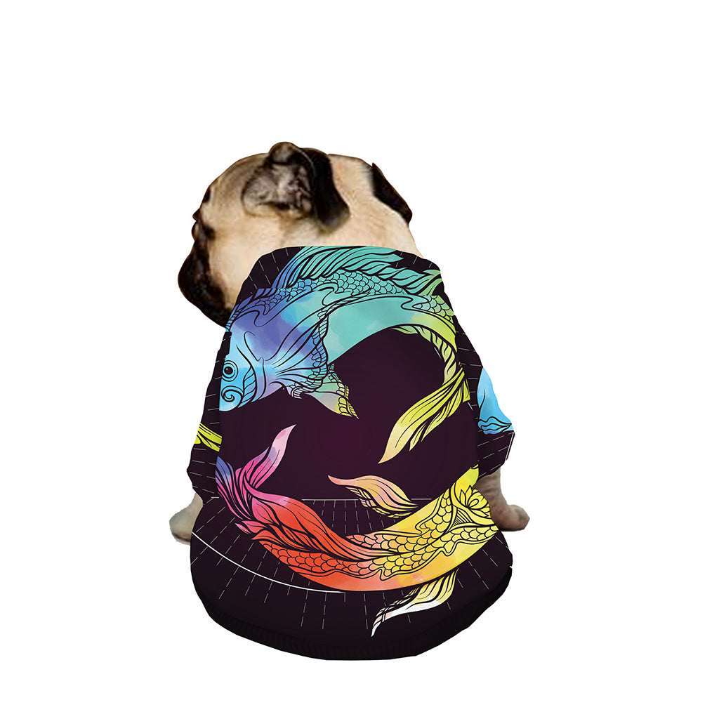Colorful Pisces Sign Print Dog Zip Up Jacket