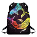 Colorful Pisces Sign Print Drawstring Backpack