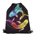 Colorful Pisces Sign Print Drawstring Bag